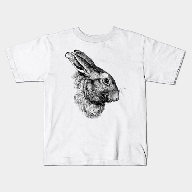 Rabbit Bunny Hare Cute Realistic Drawing Wildlife Animal Kids T-Shirt by dramabite